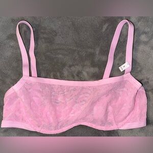 PINK Victoria’s Secret Unlined Lace Bra Wink Scoop Bralette Size Large